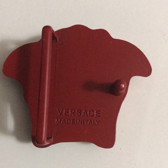 Versace black red tone metal buckle Italy for 1,5” belt. NWOT - Picture 3 of 3
